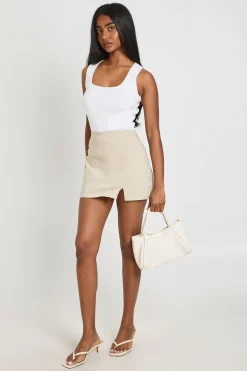 Jupe-short Mini À Fente Frontale