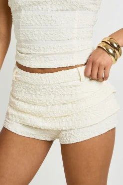 Jupe-short Mini Texturée À Volants