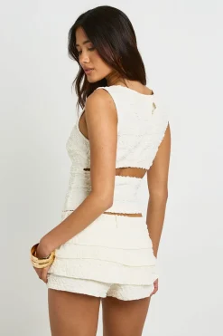 Jupe-short Mini Texturée À Volants