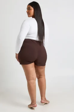 boohoo Jupe-short Portefeuille Bengaline Grande Taille<Femme Looks Chocolat|Shorts