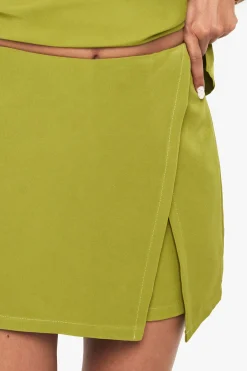 Jupe-short portefeuille tissé à fente latérale