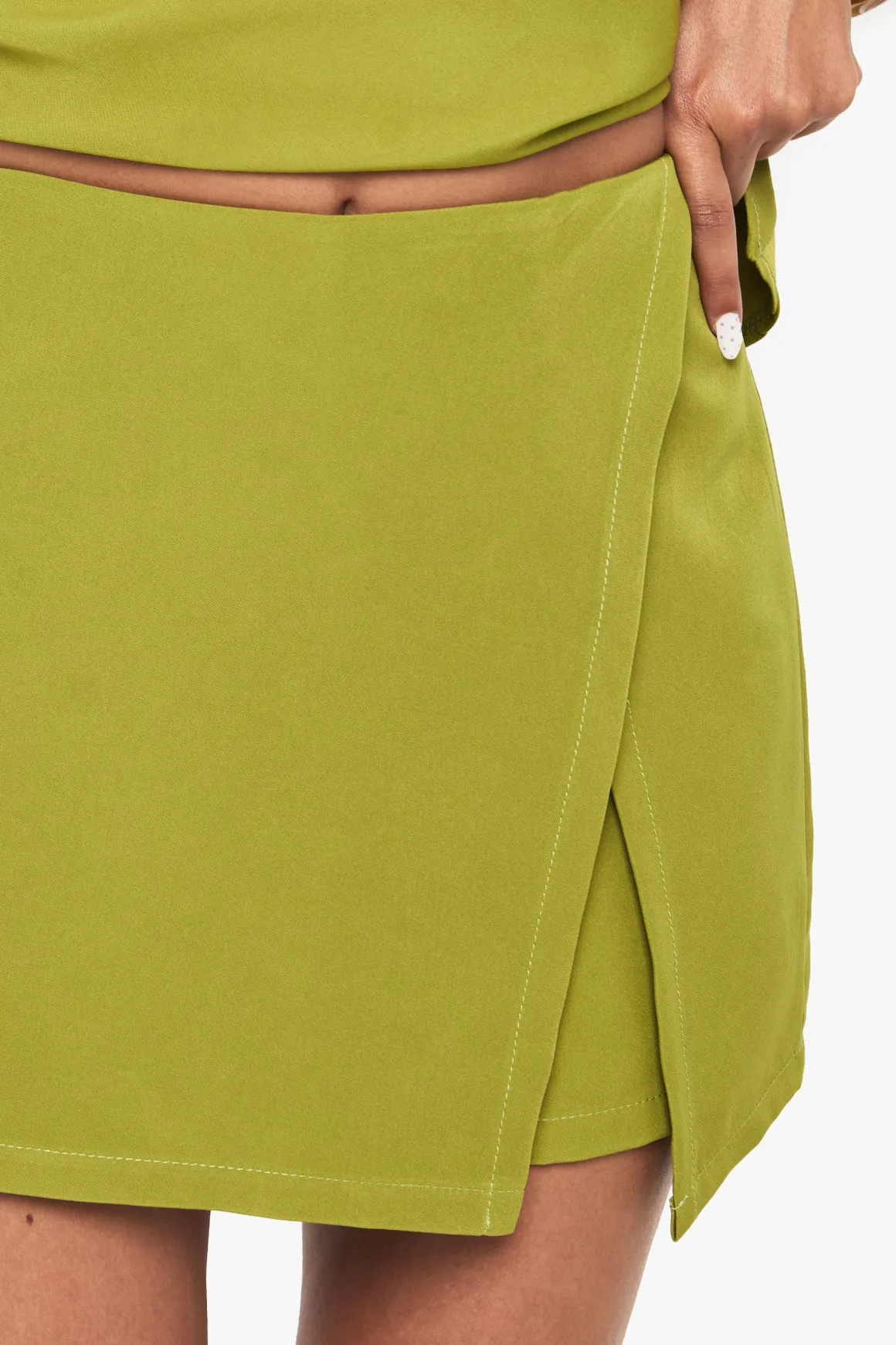 Jupe-short portefeuille tissé à fente latérale