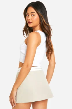 Jupe-short Tailleur À Taille Contrastée