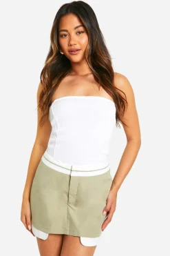 boohoo Jupe-short Tailleur À Taille Contrastée<Femme Shorts