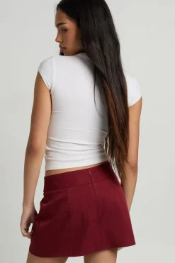 Jupe-Short Tissée Chinée avec Détails Boutons