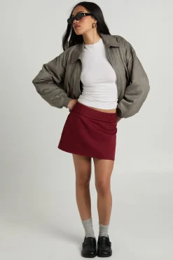 Jupe-Short Tissée Chinée avec Détails Boutons
