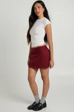 Jupe-Short Tissée Chinée avec Détails Boutons