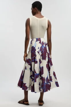 Jupe Tissée En Satin De Coton À Motif Floral Graphique