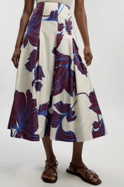 Jupe Tissée En Satin De Coton À Motif Floral Graphique