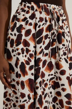 Jupe tissée en viscose et lin haut de gamme à taille nouée