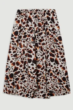 Jupe Tissée Grande Taille Premium Viscose Lin Avec Ceinture À Nouer