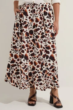 Jupe Tissée Grande Taille Premium Viscose Lin Avec Ceinture À Nouer