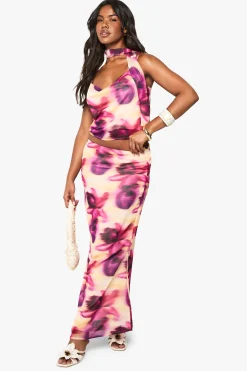 boohoo Jupe tissée à motif floral flou<Femme Jupes|Jupes