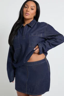 boohoo Jupe trapèze en denim grande taille<Femme Jupes|Denim