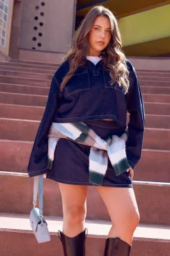 boohoo Jupe trapèze en denim grande taille<Femme Jupes|Denim