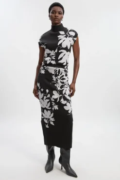 KarenMillen Jupe Tricotée à Motif Floral Jacquard<Femme Jupes|Jupes