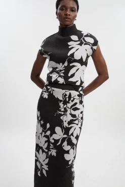 KarenMillen Jupe Tricotée à Motif Floral Jacquard<Femme Jupes|Jupes