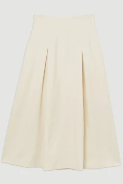 Jupe évasée de soirée en tissu stretch compact à détails de couture ajustée