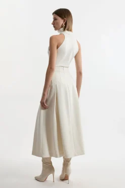 Jupe évasée de soirée en tissu stretch compact à détails de couture ajustée