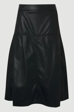 Jupe évasée en synthétiquecuir avec ceinture