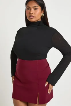 Jupe Évasée Fendue en Bengaline Grande Taille