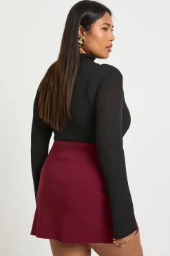 Jupe Évasée Fendue en Bengaline Grande Taille