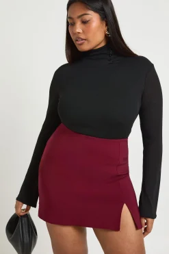 Jupe Évasée Fendue en Bengaline Grande Taille