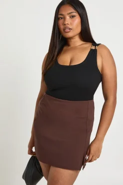 Jupe Évasée Grande Taille en Bengaline avec Fente