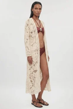 Kimono De Plage Tissé Au Crochet Motif Floral