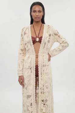 Kimono De Plage Tissé Au Crochet Motif Floral