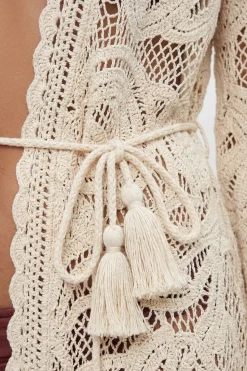 Kimono De Plage Tissé Au Crochet Motif Floral