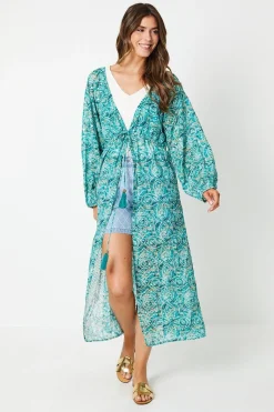 Kimono Géo Imprimé avec Détails Miroir