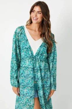 Kimono Géo Imprimé avec Détails Miroir