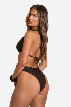 Knot Detail Triangle Bikini Top & Tanga Bikini Bottoms Set