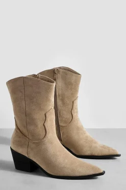 Large Fit Bottes de Cowboy Western à la Cheville en Suède Synthétique