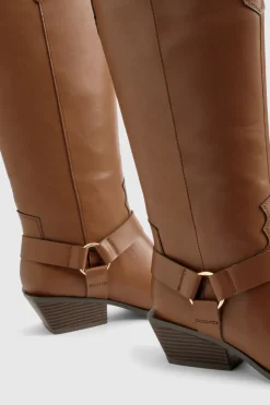 Large Fit Bottes Mi-Hautes Style Western à Détail Harnais