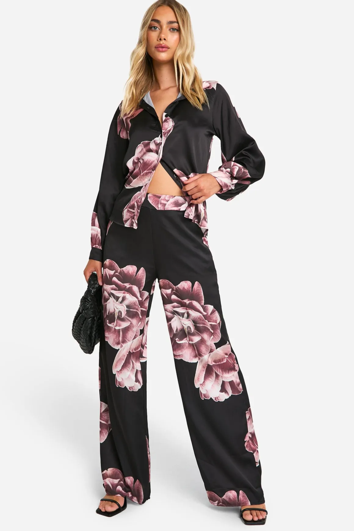 Large Scale Floral Wide Leg Trousers