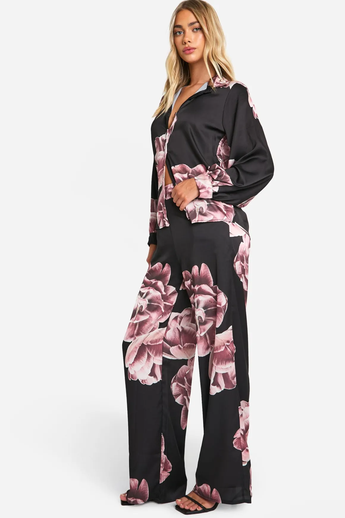 Large Scale Floral Wide Leg Trousers