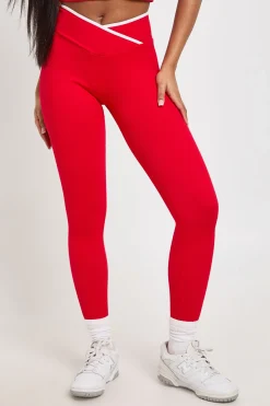 Legging Actif Sans Couture Côtelé Galbant Avec Détail Froncé Fessier Et Bandes Contrastées