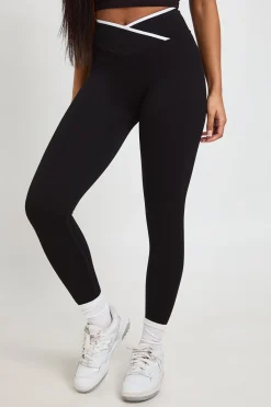 boohoo Legging Actif Sans Couture Côtelé Galbant Avec Détails Froncés Et Ceinture Contrastante<Femme Pantalons|Athleisure