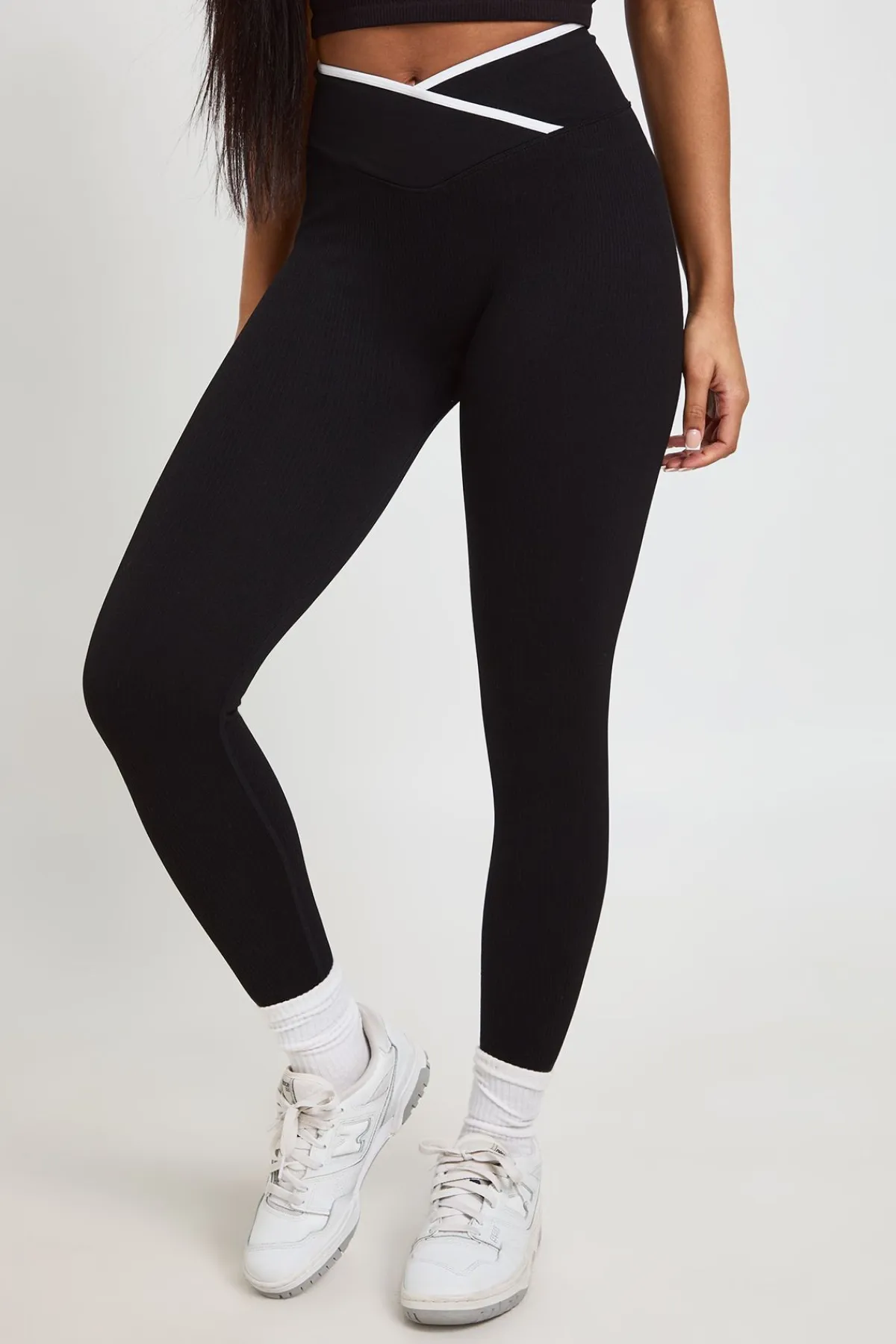 boohoo Legging Actif Sans Couture Côtelé Galbant Avec Détails Froncés Et Ceinture Contrastante<Femme Pantalons|Athleisure