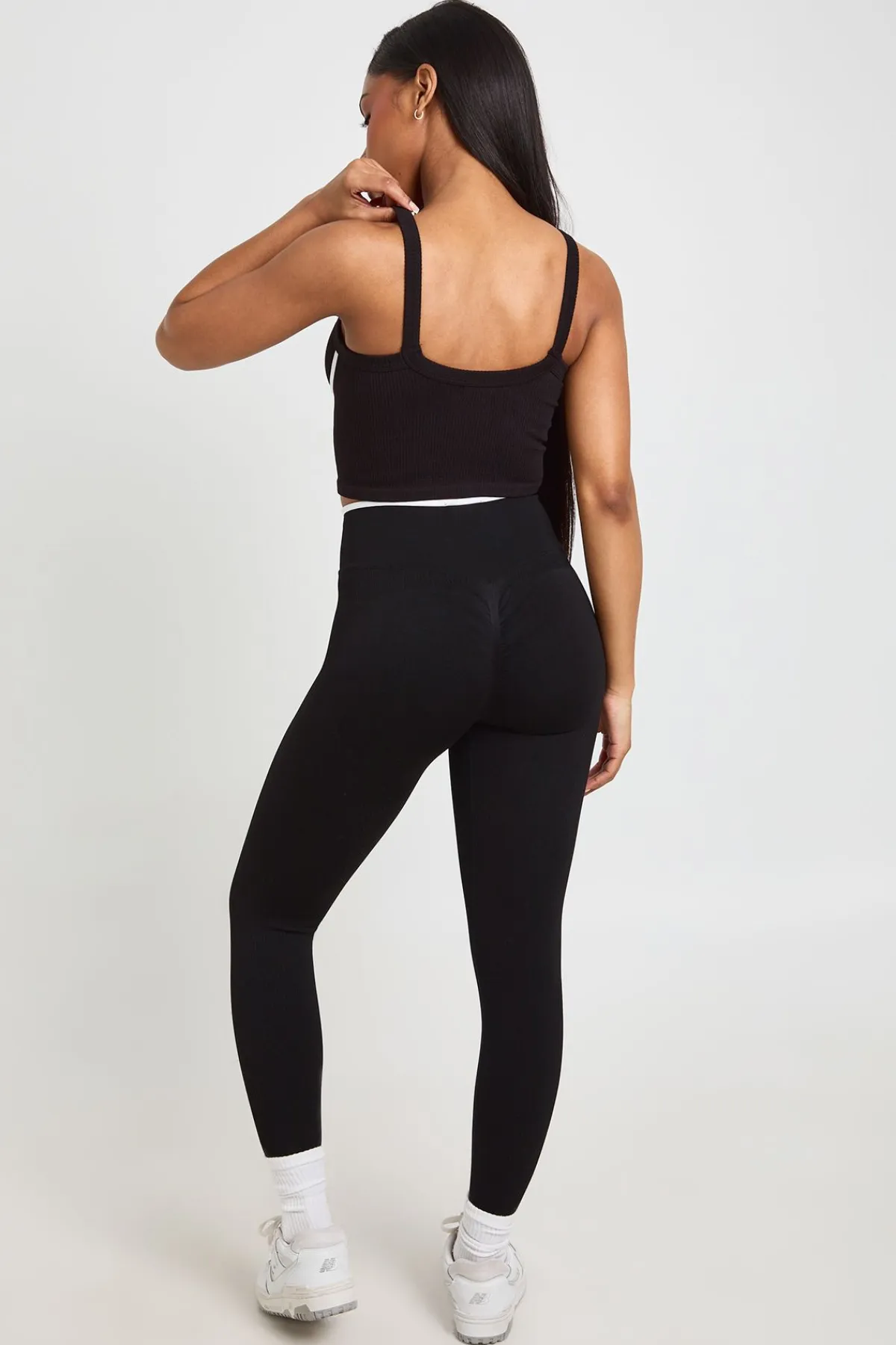 boohoo Legging Actif Sans Couture Côtelé Galbant Avec Détails Froncés Et Ceinture Contrastante<Femme Pantalons|Athleisure