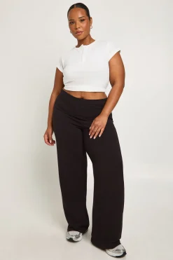 boohoo Legging Basique Plus à Ceinture Repliée et Jambe Évasée<Femme Pantalons|Basiques