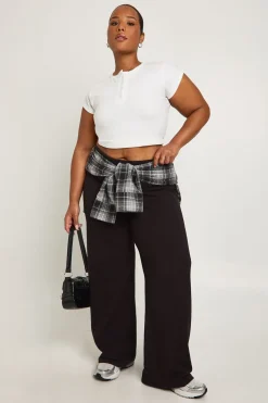 boohoo Legging Basique Plus à Ceinture Repliée et Jambe Évasée<Femme Pantalons|Basiques