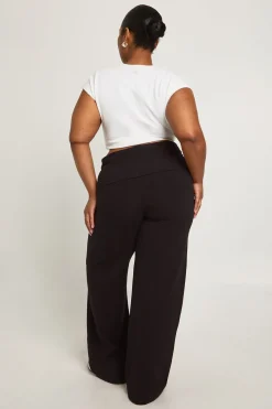 boohoo Legging Basique Plus à Ceinture Repliée et Jambe Évasée<Femme Pantalons|Basiques
