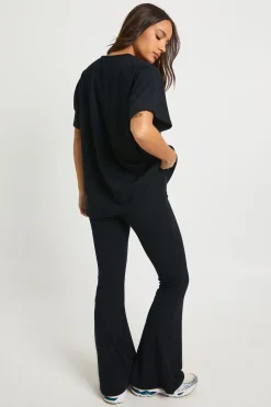 Legging côtelé bicolore évasé & top coordonné