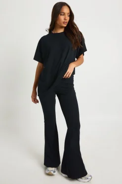 Legging côtelé bicolore évasé & top coordonné