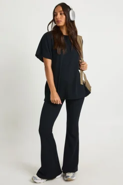 Legging côtelé bicolore évasé & top coordonné
