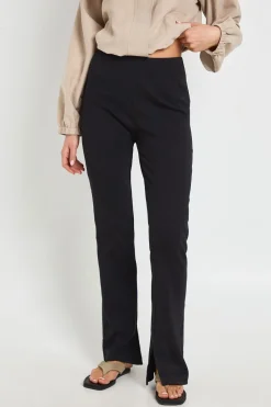Legging Côtelé Taille Haute À Ourlet Fendu