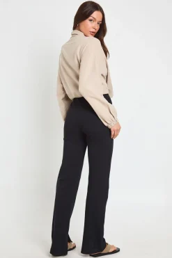Legging Côtelé Taille Haute À Ourlet Fendu